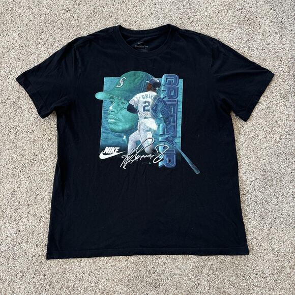 Nike Ken Griffey Jr T Shirt Black Large Baseball Dri Fit - Picture 1 of 5